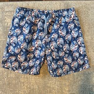 Tailorbyrd Blue and White Swim Trunks with Playful Pattern